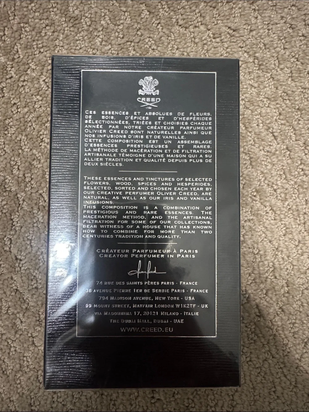 Creed Aventus Black and Silver Fragrance Box
